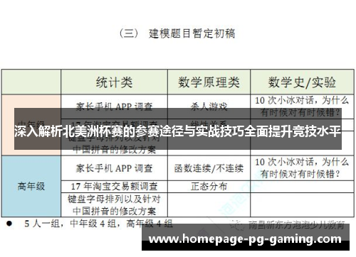 深入解析北美洲杯赛的参赛途径与实战技巧全面提升竞技水平