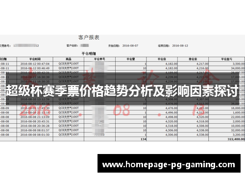 超级杯赛季票价格趋势分析及影响因素探讨