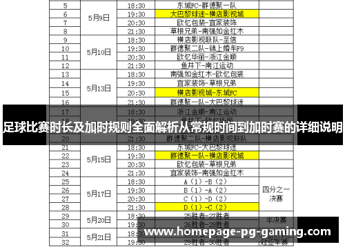 足球比赛时长及加时规则全面解析从常规时间到加时赛的详细说明