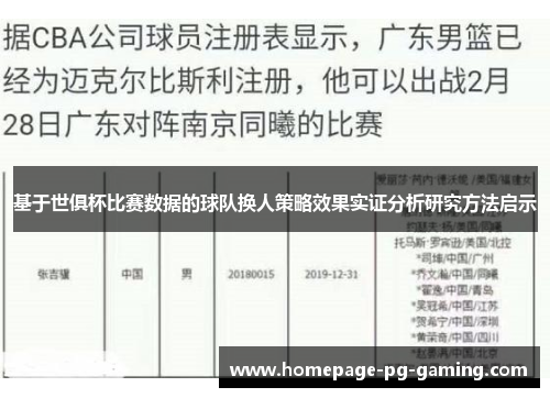 基于世俱杯比赛数据的球队换人策略效果实证分析研究方法启示